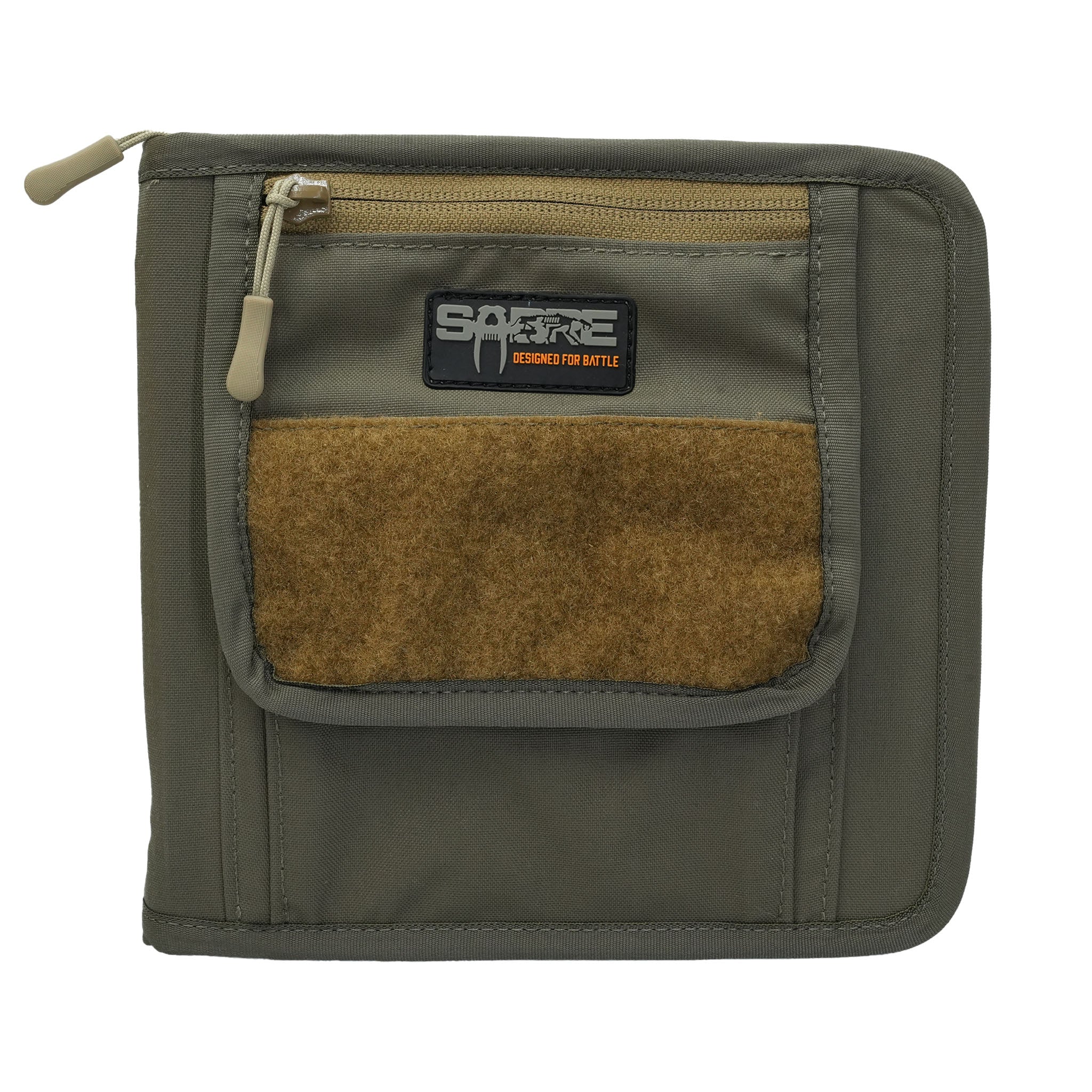 Sabre Tactical Range Notebook cover case – compact, durable shooting logbook with customizable Velcro pockets and clear PVC data panel