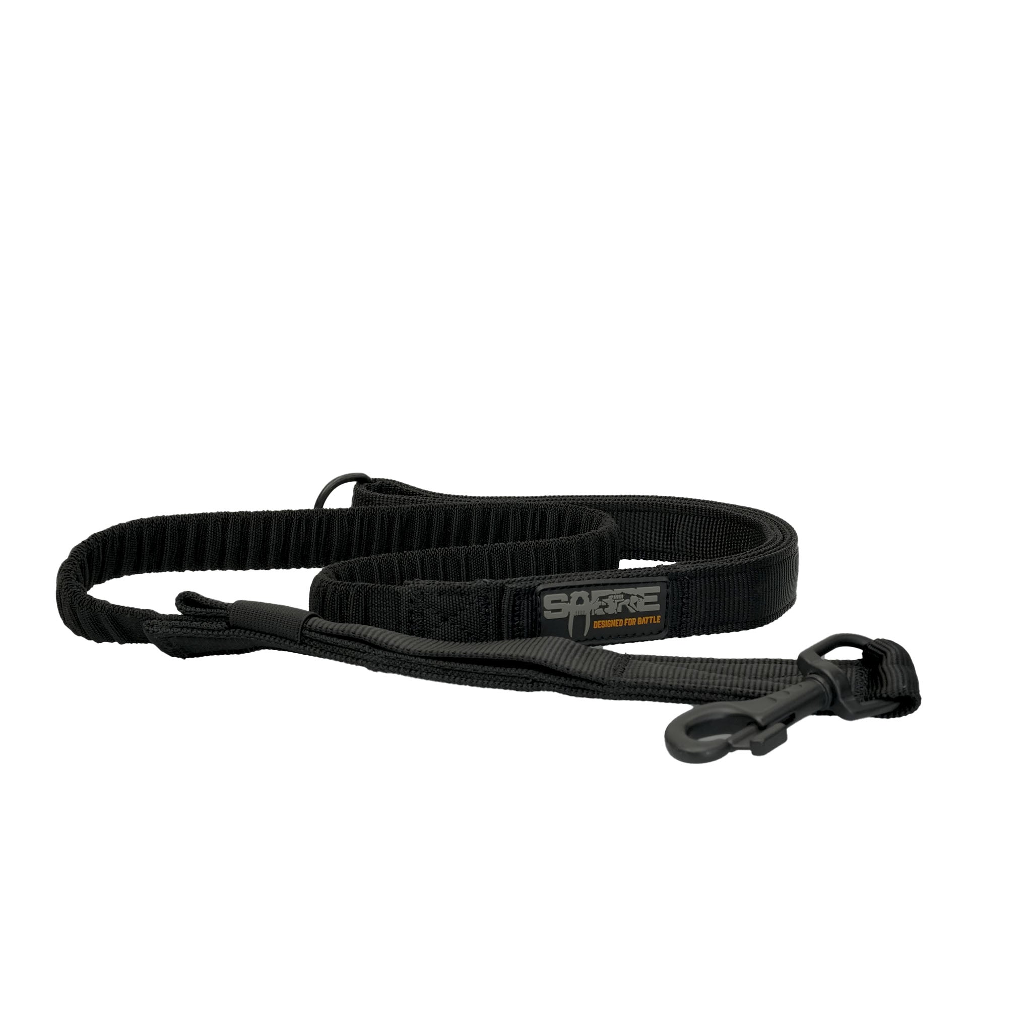 A black nylon K9 leash featuring a G-Hook coated in black Cerakote® and  built-in swivel to prevent twists.